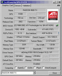 Radeon 9600 TX GPUZ