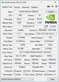GeForce 9300 GE GPU-Z