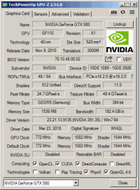 GTX 580 GPUZ