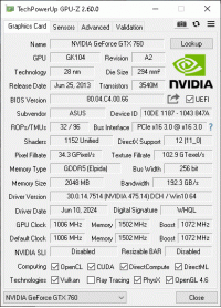 GeForce GTX 760 GPUZ
