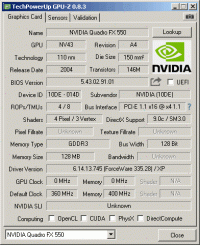 Quadro FX 550 GPUZ